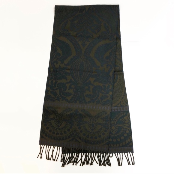 Fringed table runner tapestry design blue green - Picture 3 of 5